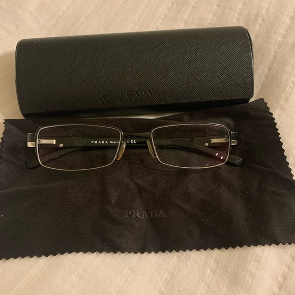 prada half rim glasses